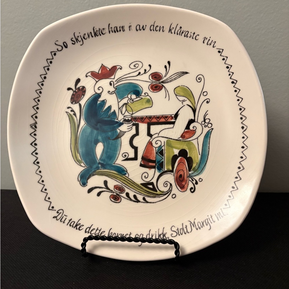 Vintage Stavangerflint Handpainted “Stolt Margit” Series Wall Plate